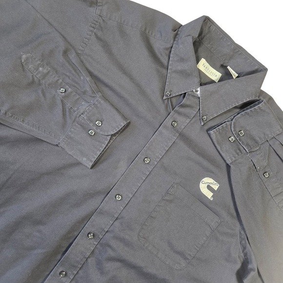 Van Heusen Other - Van Heusen Mens Button Down Shirt Dark Gray Cummins‎ Logo Long Sleeve XL Trucker